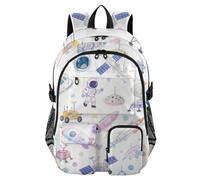 EtherSpher Travel Backpacks for Women Cartoon Purple spacemen Satellite Palnet School Bookbag for Teen Girls 17.5 inch Computer Backpack Luggage Back Pack mochilas para hombres de trabajo 7-18