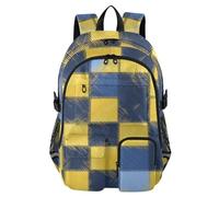 EtherSpher Travel Laptop Backpacks for Women Men Yellow Blue Checkered Plaid Work College School Bookbag 17.5 inch Computer Backpack Luggage Back Pack mochilas escolares grandes 7-18