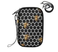 EtherSpher Travel Wallet Womens Passport Holder Vaccine Card Holder Cover Combo Black Yellow Queen Bee Garden