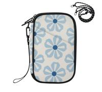EtherSpher Travel Wallet Womens Passport Holder Vaccine Card Holder Cover Combo Blue Simple Floral