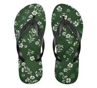 EtherSpher Trendy Dark Green Lovely Floral rubber flip flops for men cushion beach sandals for Shower Swimming Pool summer