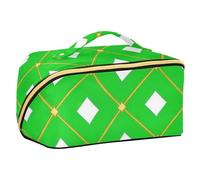 EtherSpher Trendy Lemon Green Checkered Plaid Buffalo Gold Designed Travel Bag with dividers Essentials Capacity Travel Cosmetic Bag Vertical Free-Standing