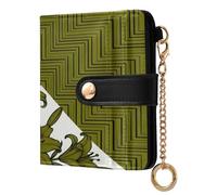 EtherSpher Trendy Olive Green Flower Wave Unique Women's Folding Wallet for Women Premium PU Leather Wallet for Girls Women Ladies