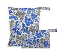 EtherSpher Trendy Retro Floral Grey Blue Buttercup Sweet Potato Pattern reusable bags for cloth 2 Pack travel essentials for flying with handles for beach, bathing
