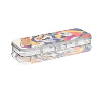 EtherSpher Tropical Colorful Leopard Parrot Pop Art Style Designed Pencil Storage Box Clear Double Layer Pens Case Transparent Hard For Stationery Supplies With Snap Lid