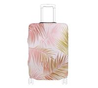 EtherSpher Tropical Palm Tree Pink and Gold Leaves Elastic Large Luggage Cover Protector Scratchproof Baggage Cover Luggage Protection Fit 18-32 Inch Luggage