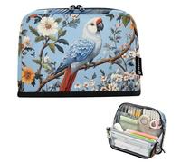 EtherSpher Tropical Plants Parrots Animals Colourful Pencil Bags Large Capacity Makeup Bags Wide Opening Organizer Box for Teacher High School Supplies estuche para lapices