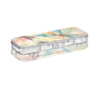 EtherSpher Tropical Swirl Parrot Color Designed Clear Plastic Pencil Box 2 Layer Pens Cases For School With Snap Lid