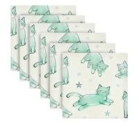 EtherSpher Turquoise Funny Cat decorative reusable napkins burlap kitchen napkins servilletas de tela para fiestas 20 x 20in set of 6