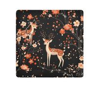 EtherSpher Ukiyo-e Style Dreamy Deer Make Up Bag Pouchs Cloth Self Adhesive Makeup Organizer Wrap 21.7 X 21.7 Wrapper Organizer Bags For Women, Ukiyo-e style dreamy deer, 21.7x21.7in