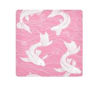 EtherSpher Ukiyo-e Style Fish Peach Make Up Bag Cloth Magic Self-Adhesive Travel Make Up Organizer Wrap 21.7 X 21.7 Wrapper Organizer Bags For Women, Ukiyo-e style Fish Peach, 21.7x21.7in