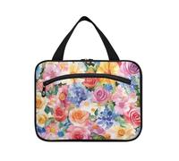 EtherSpher United States Rose Beauty Summer Flowers Colorful hanging toiletry travel bag with hook, designer necessities shaving kit bags for men for adults vacation bolso para maquillaje de mujer L