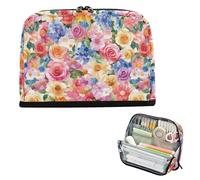 EtherSpher United States Rose Beauty Summer Flowers Colorful Pencil Box Case Large Capacity Makeup Bag Big Capacity Case Pencil Holder for Teacher Office estuches escolares para lapices