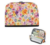 EtherSpher United States Rose Beauty Summer Flowers Colorful Pencil Storage Case Large Capacity Pen Bags Lightweight Stationery Pencil Case for Adults Preppy School estuche para lapices