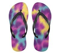 EtherSpher Vague Colorful Leopard Print rubber flip flops lightweight men's flip for Shower Swimming Pool beach