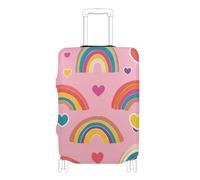 EtherSpher Valentine Pink Rainbows and Hearts Elastic Luggage Covers for suitcases Dustproof Covers for suitcases Travel Essentials Fit 18-32 Inch Luggage