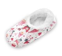 EtherSpher Valentine Red Dwarf Non-Slip Women's Closed Back House Slippers Coral Fleece Spa Slippers for Home Indoor