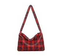 EtherSpher Vintage Buffalo Plaid Checked Red fluffier Plush Underarm Bag fuzzy shoulder bag for women for mothers