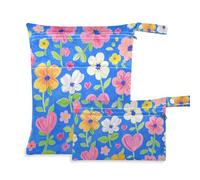 EtherSpher Vintage Floral Blue Peach mess-proof bag for gym 2 Pack travel essentials for babies with handles for travel, yoga