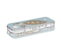 EtherSpher Vintage Poster Sea Turtle Blue Designed Plastic Pencil Box 2 Layer Transparent Hard Pens Case For Stationery Supplies With Snap And Lid