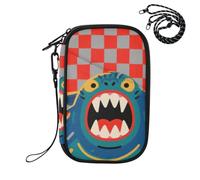 EtherSpher Waterproof Passport Holder for Travel Vaccine Case Protector Cover Red and Gray Checkered Monsters