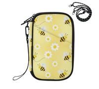 EtherSpher Waterproof Passport Holder Travel Documents Organizer Protector Cute Cartoon Yellow Bee Daisy