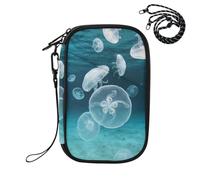 EtherSpher Waterproof Passport Holder Wallet Combo Blue Sea White Jellyfish