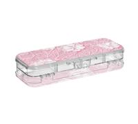 EtherSpher Wedding White Lace Peach Flower Designed Plastic Pencil Box Clear Double Layer Hard Pens Cases For Stationery Supplies With Snap And Lid