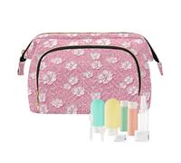 EtherSpher Wedding White Lace Peach Flower Toiletry Bag Lightweight Travel Cosmetic Bag For Women Cosmetic Bags For Purse for Card Cases Money Organizers, wedding white lace peach flower, One Size