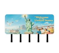 EtherSpher Welcome to The UK Scenery Culture Wall Key Holder with Mail Organizer & 5 Self-Adhesive Hanging Wall Decorations Hanger for Living Room