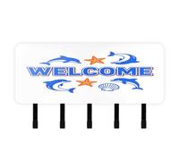 EtherSpher Welcome Wild Ocean Animal Dolphin Key Holder with Mail Organizer & 5 Self-Adhesive Hanging Room Decor Key for Kitchen