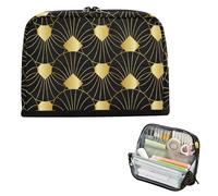 EtherSpher White and Gold Regular Pattern Pencil Storage Case Large Capacity Pen Pencil Case With Compartment Stationery Pen Bag for Adolescentes School lapiceros para mujer