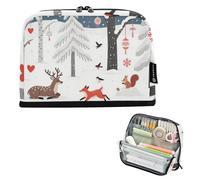 EtherSpher White and Joyous Christmas Snow Scene Pencil Bags Large Capacity Makeup Large Stationery Organizer for Adolescentes High School Supplies cartuchera escolar para ninas