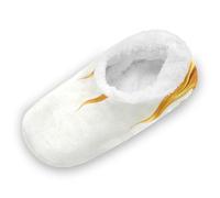EtherSpher White Fluorescent Gold Cool Flame Non-Slip Womens Mens Slippers Coral Fleece House Slipper for Home Indoor