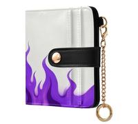 EtherSpher White Fluorescent Purple Cool Flame Cute Women's Leather Folding Wallet PU Leather Bifold Wallet for Women Boys Girls
