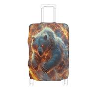 EtherSpher White Glitter Tech Sense Bear Warrior Elastic Cover for Carry on Luggage Scratchproof Suitcase Covers Travel Essentials Fit 18-32 Inch Luggage