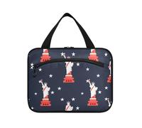 EtherSpher White Liberty Design Independence Day hanging toiletry bags for traveling with hook, designer collapsible cosmetic organizer for travel essentials for women gym bolso viajero para mujer L