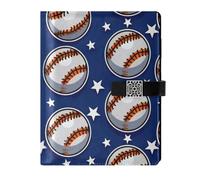 EtherSpher White Star Baseball leather lined notebook journal portable notebooks college ruled for travelling 6.7x9.2