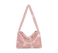 EtherSpher White Stars on Pink Background Plush Underarm Bag shoulder bags for women for mothers