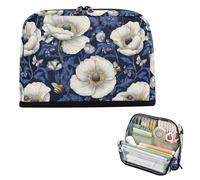 EtherSpher White Vintage Flower Bee Pencil Holder Large Capacity Pen Bag Zip Stationery Pen Bag for Nurse School Supplies caja para lapices escolares nina