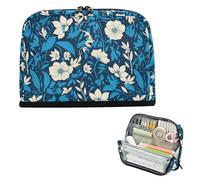 EtherSpher Wild Flower Blue White Pencil Case Large Capacity Pen Case Expandable Stationery Bag for Man School bolsad para herramientas