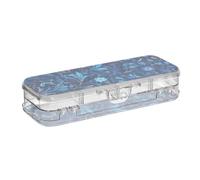 EtherSpher William Morris Style Blue Floral Pattern Designed Plastic Box For Pencils Double Deck Hard Pens Cases For School With Lid