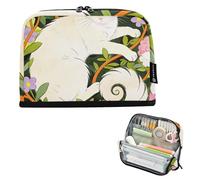 EtherSpher William Morris White Cat Pencil Case Bag Large Capacity Coin pouching Soft (prop2) for Adults Middle School estuche para lapices