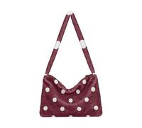EtherSpher Wine Red Polka Dots Plush Underarm Bag Women's Tote Handbags for birthday gifts