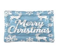 EtherSpher Winter Print Merry Christmas Text Washable Dog Sleeping Mattress Soft Anti-Slip Cat Kennel Crate Pad for Large Jumbo Medium Small Dogs 36" x 24"
