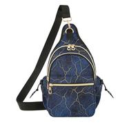 EtherSpher Womens Cross Body Sling Bags Waterproof Teens Side Backpack for Running,Hiking Blue-golden Marble Texture cartera para tarjetas de mujer