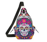 EtherSpher Womens Crossbody Bags Adjustable Strap Mens Side Backpack for Running,Hiking Mexicain Dia De Los Skeleton Flowers bolso cruzado para mujer