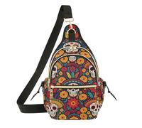 EtherSpher Womens Side Bags Crossbody Waterproof Teens Lightweight Sling Bag for Travel,Hiking Mexicain Dia De Los Skeleton Flowers bolsos peque?os para mujer