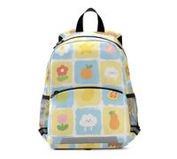 EtherSpher Yellow and Blue Bear Flower Check Pattern kid backpack girl kindergarten drawstring book bags for children mochilas para ni?a