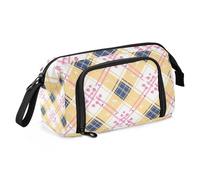 EtherSpher Yellow Blue Cute Cartoon Buffalo Pen Case Large Capacity Soft Pencil Case with Handle for Preppy Preppy School Supplies porta lapices para escuela